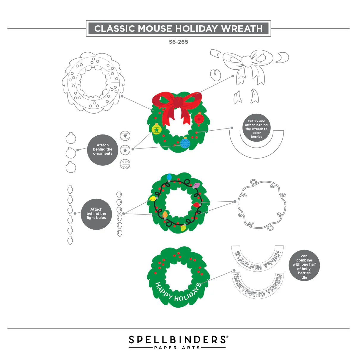 Classic Mouse Holiday Wreath Etched Dies - Image 5