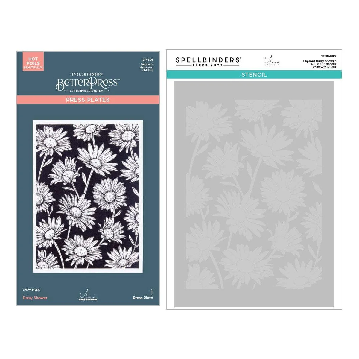 Daisy Shower BetterPress and Stencil Bundle by Yana Smakula - Image 6