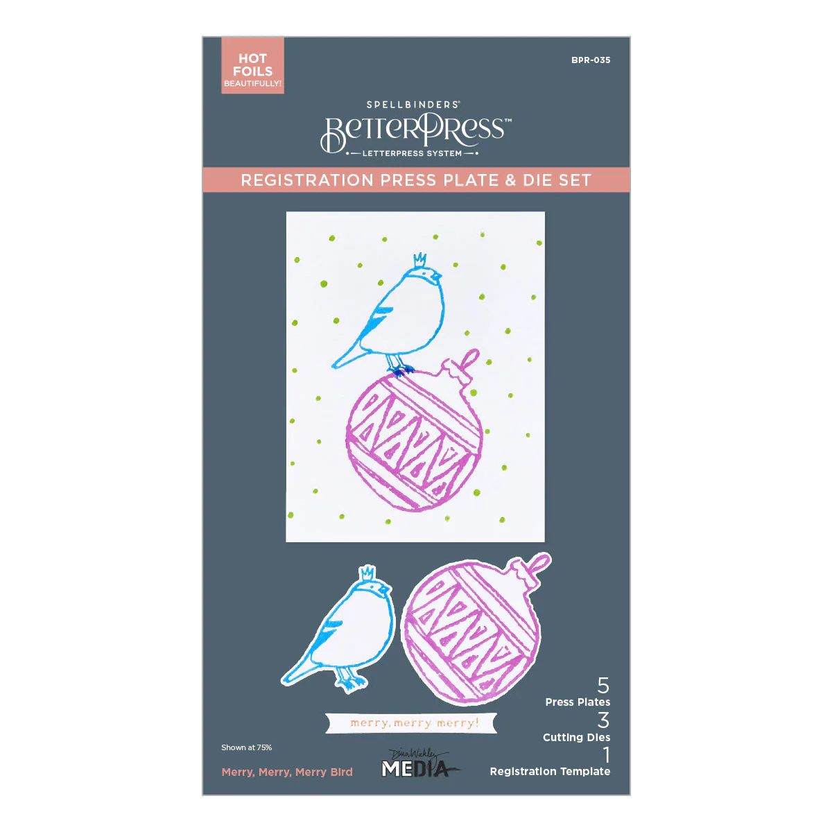 Merry, Merry, Merry Bird Registration Press Plate & Die Set by Dina Wakley - Image 8