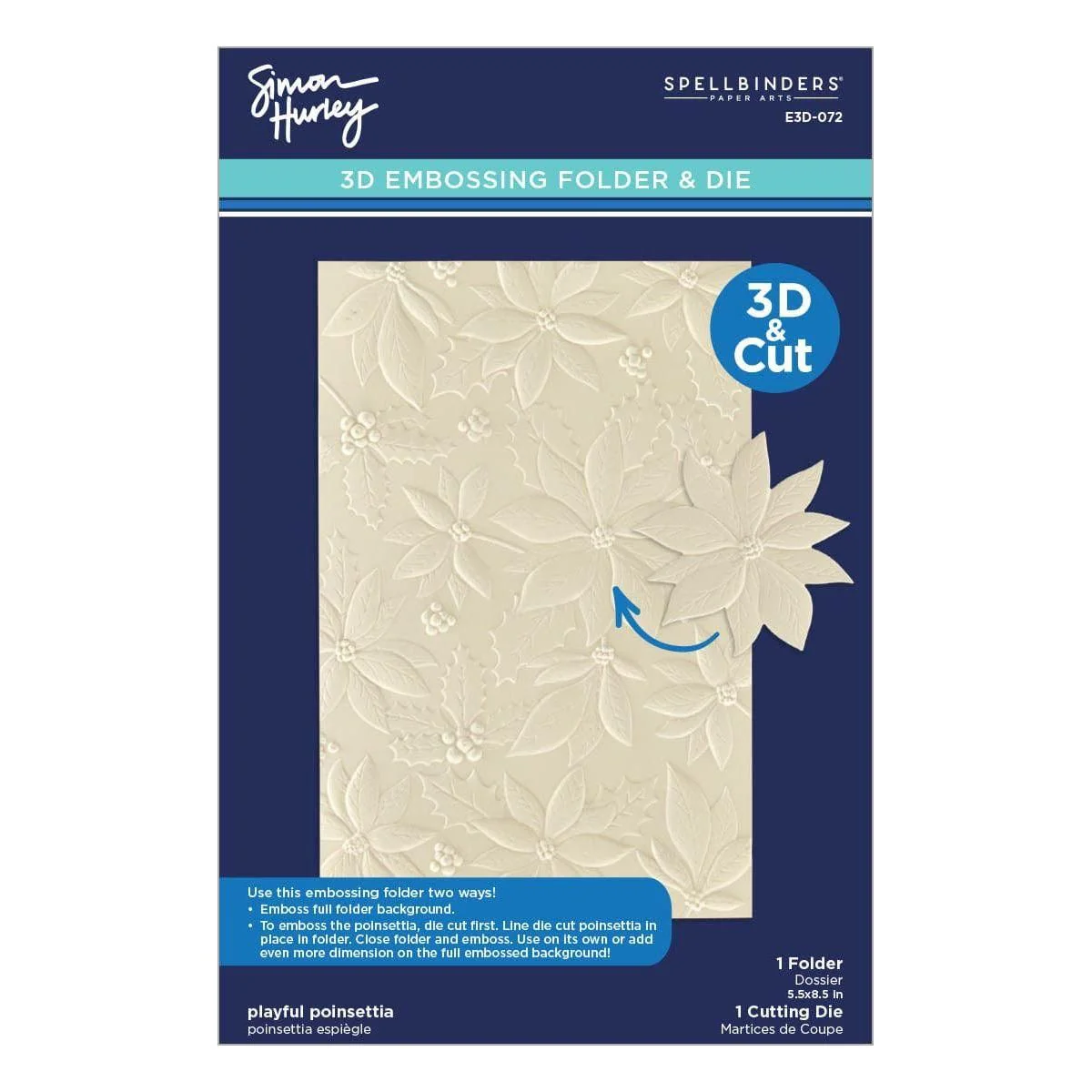 Playful Poinsettia 3D Embossing Folder and Die Set by Simon Hurley - Image 3
