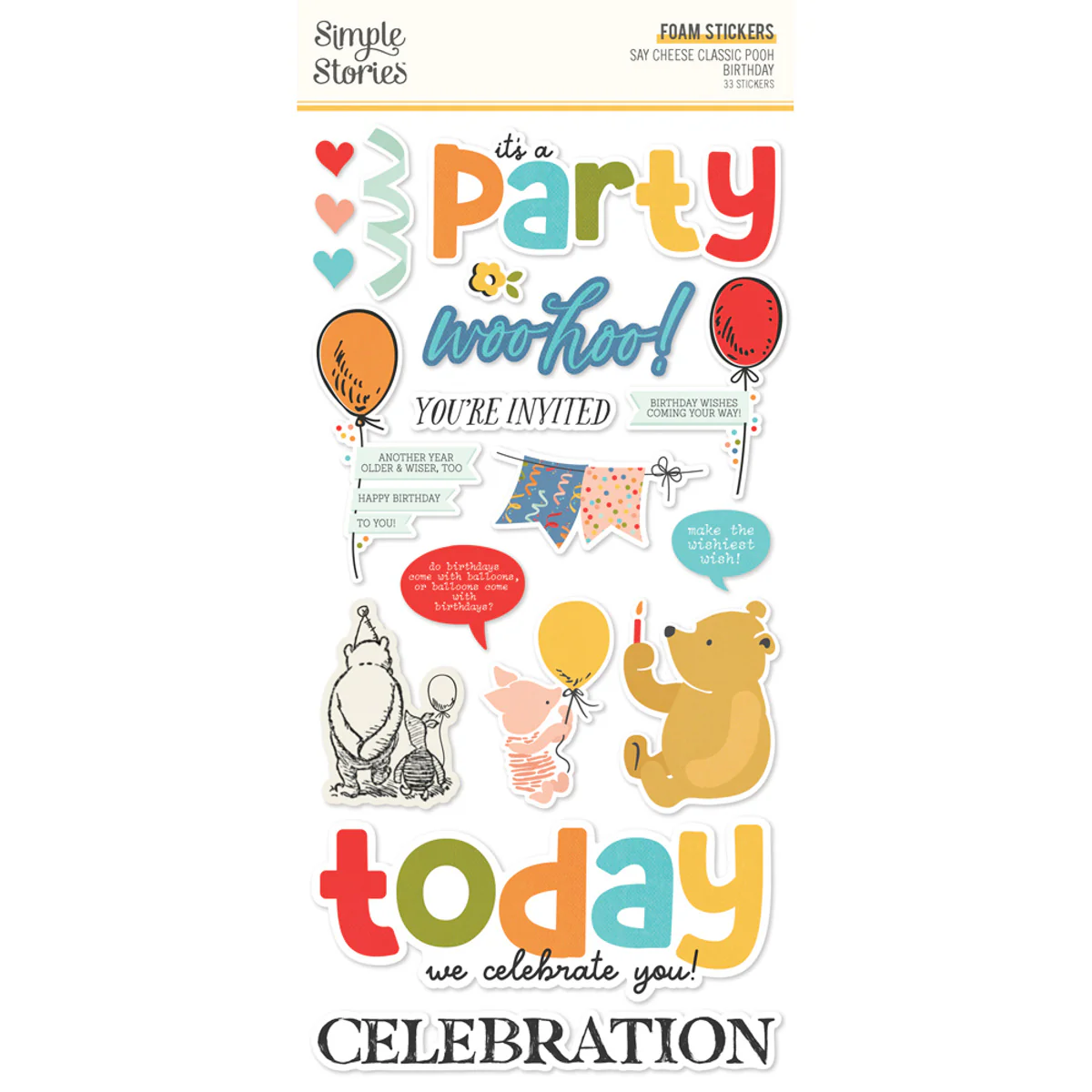 Simple Stories Say Cheese Classic Pooh Birthday - Foam Stickers - Image 4