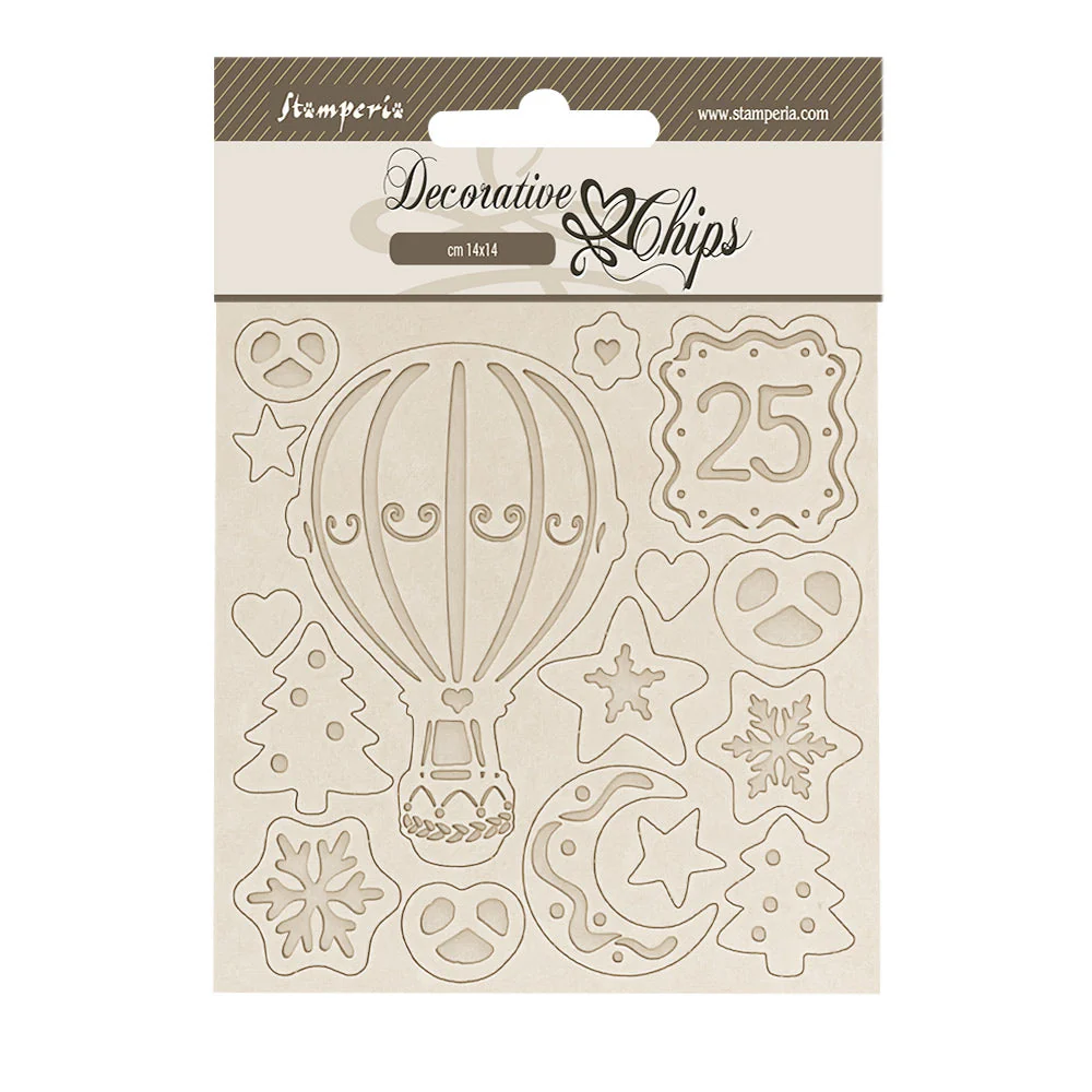 Stamperia Candy Christmas Hot-Air Balloons Decorative Chips